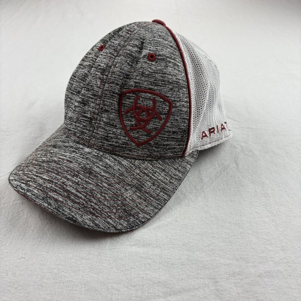 Ariat Snapback Hat White Gray Red Flex Fit 110